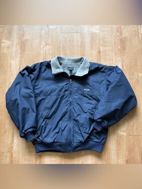 Patagonia Men's Navy Fleece Lined Zip-Up Bomber Jacket Small